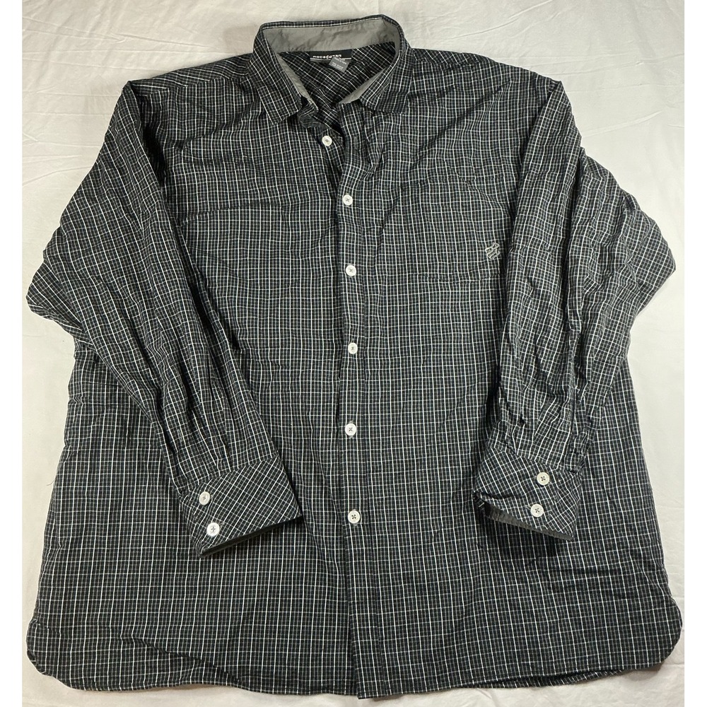 Rocawear Men's 3XL Button Down Shirt Black Plaid Long Sleeve 100% Cotton 90s Y2K